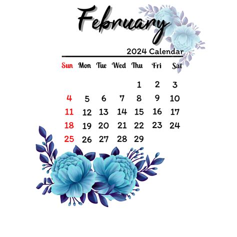 Calendario De Febrero De 2024 Con Flores Png Dibujos Febrero