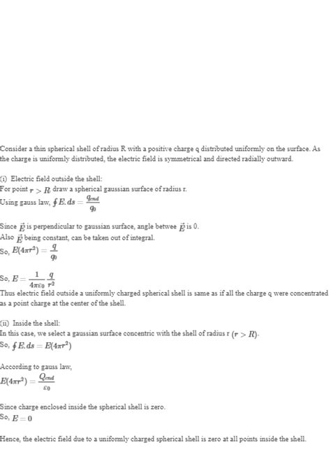 Using Gauss Law Derive Expression Electric Field Due To A Spherical