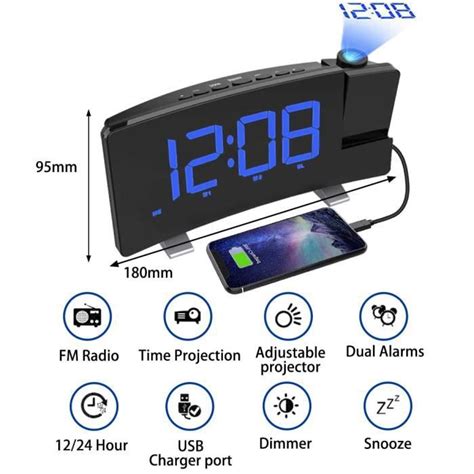 Horloge LED réveil de Projection numérique Table réveil électronique