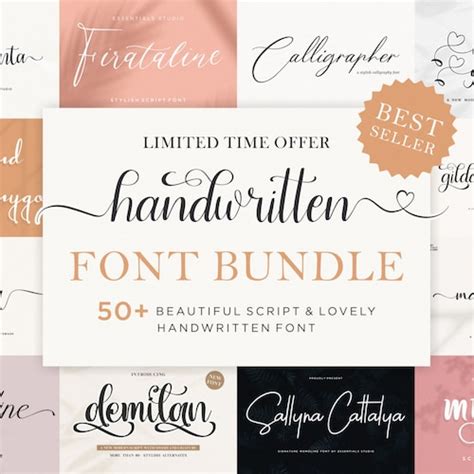 The Handwritten Font Bundle Procreate Fonts Goodnotes Etsy