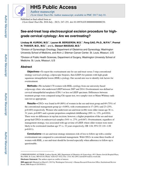 Pdf See And Treat Loop Electrosurgical Excision Procedure For High