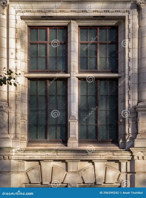 The Sunshine Lights through the Glass Window Frame Exterior of Ancient