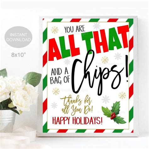 Christmas All That And A Bag Of Chips Sign Teacher Staff Employee