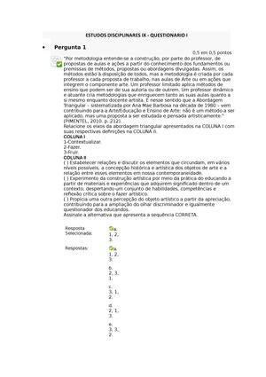 Question Rio I Metodologia E Pr Tica Do Ensino Da Matem Tica E