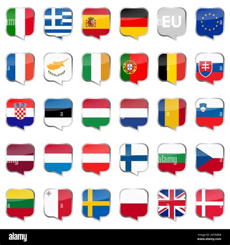 collection of flags from all national countries of European Union Stock ...