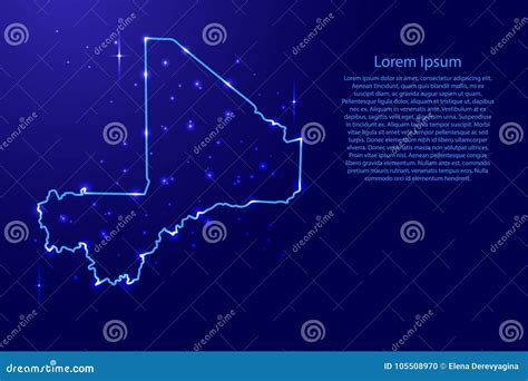 Map Mali From The Contours Network Blue Luminous Space Stars For