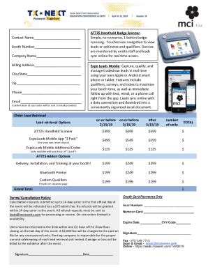 Fillable Online Order Lead Retrieval On Or Before After Number