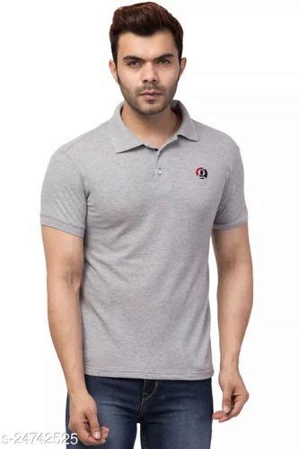 Plain Grey Cotton Polo Neck Men T Shirt At Rs 220 Piece In New Delhi