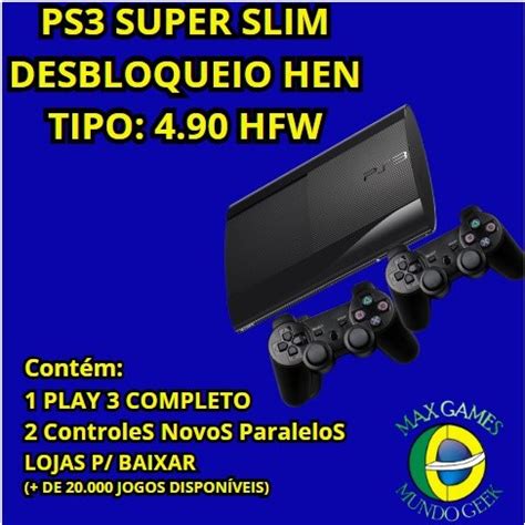 PS3 PLAYSTATION 3 SUPER SLIM 250 GB SONY H E N C 2 CONTROLES ENVIO