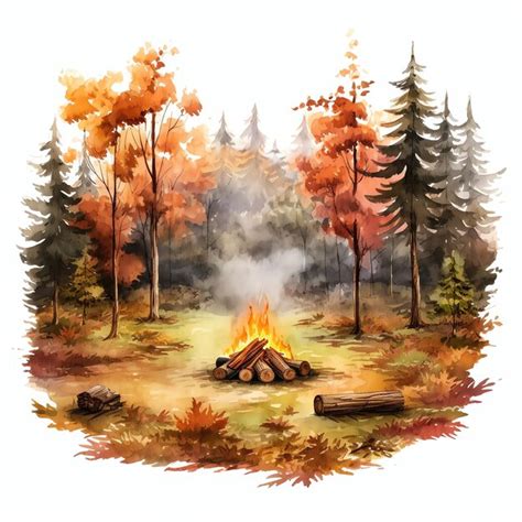 Premium Photo | Beautiful A forest clearing with a campfire circle ...