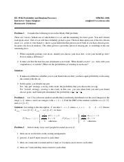 Hw3 Sol Pdf EE 351K Probability And Random Processes Instructor