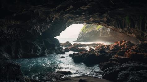 Premium Photo Illustration Of A Coral Cave In The Beautiful Sea