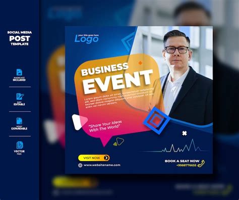 Premium Vector | Business event social media post template premium