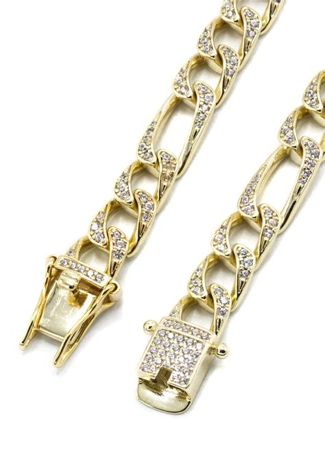 Silver Chain Gold Iced Out Figaro Chain Frostnyc