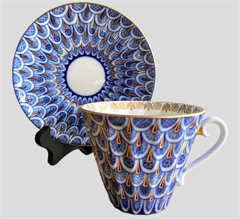 Tea Cup Saucer Tea Cups Lomonosov Fine Bone China Cobalt Blue