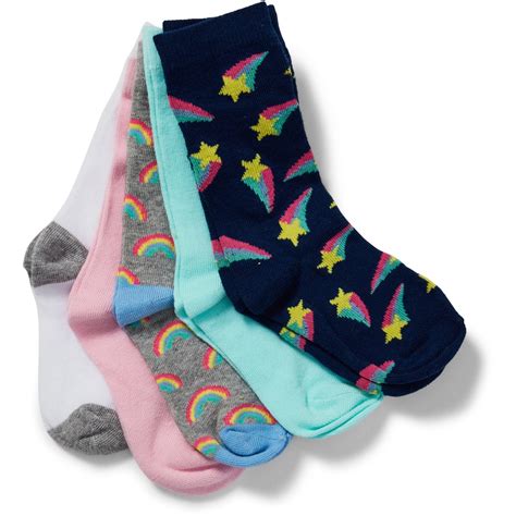 Brilliant Basics Kids Rainbow Print Crew Socks 5 Pack Multi Big W