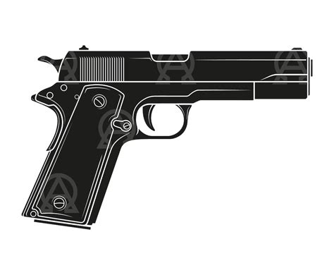 Gun Svg 1911 Svg Gun Cut File Pistol Graphic Handgun Clipart 1911