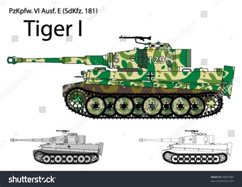 German Ww2 Tiger Tank With Winter/Spring Camouflage Stock Vector ...