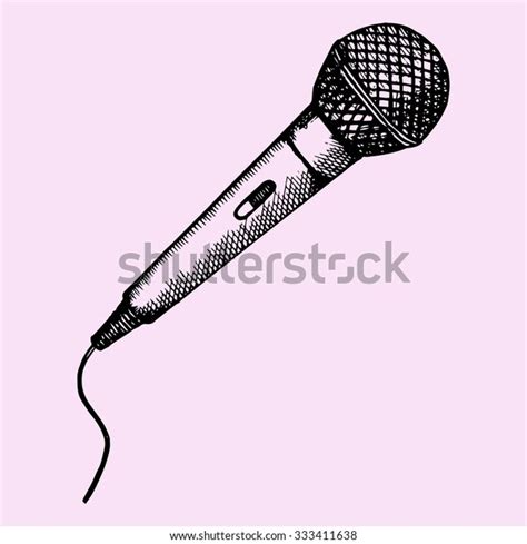 Microphone Karaoke Doodle Style Sketch Illustration Stock Vector