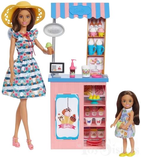 Barbie Chelsea Dolls With Ice Cream Shop Playset Accessories