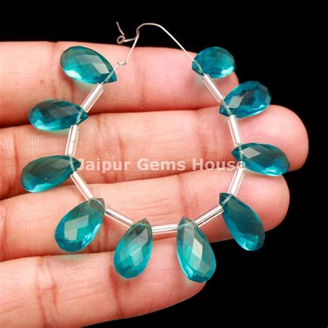 London Blue Topaz Hydro Quartz Faceted Pear Shape Briolettes X Mm