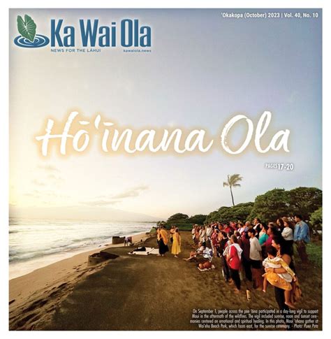 Ka Wai Ola Vol No October Ka Wai Ola