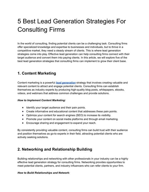 Ppt 5 Best Lead Generation Strategies For Consulting Firms Powerpoint