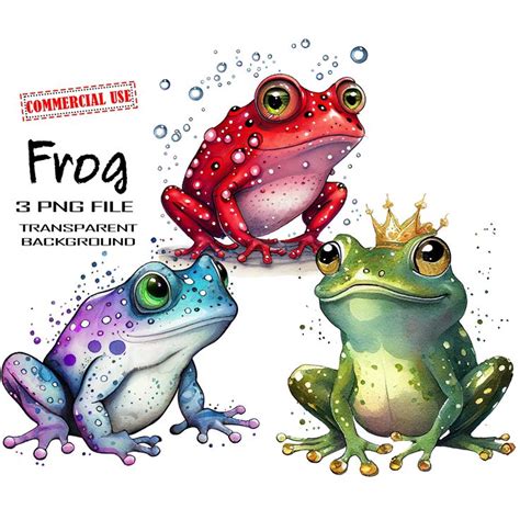 Three Frogs Are Sitting Next To Each Other With Water Droplets On Their