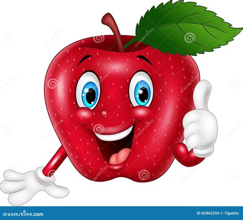 Pomme Rouge De Bande Dessin E Renon Ant Des Pouces Illustration De