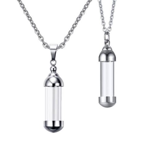 2x Glass Urn Necklaces Ashes Capsule Openable Container Memorial Keepsake Ebay