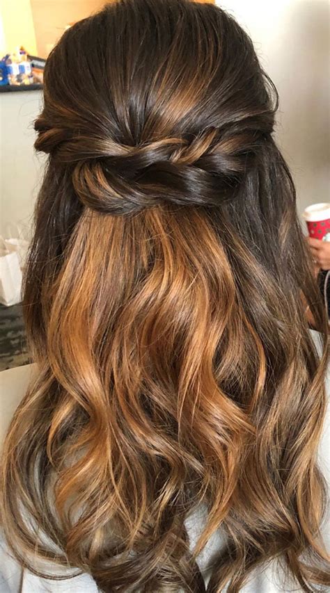 Curled Hairstyles Half Up Half Down With Braid