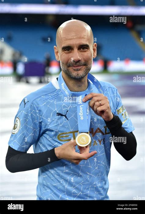 Manchester City Manager Pep Guardiola Poses For Hi Res Stock