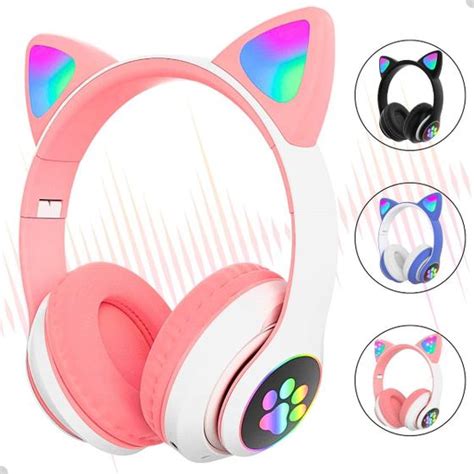 Fone Gatinho Sem Fio Led Bluetooth Infantil Orelha Gato Cat Imp