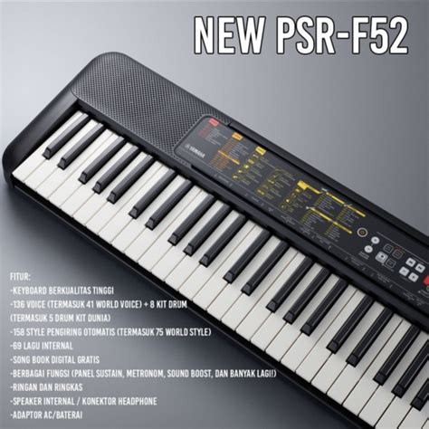 Jual Keyboard Yamaha Psr F52 Piano Pemula New F 52 Psrf52 Bayar