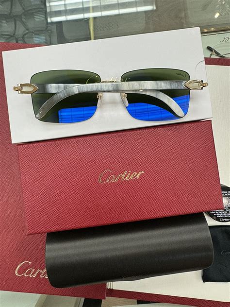 Cartier Cartier White Buffalo Horn Sunglasses Diamond Cut White Buff Grailed