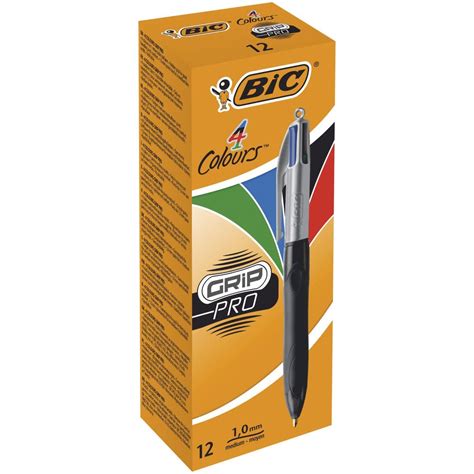 BIC 4 Colores Grip Pro Bolígrafos Retráctiles de Punta Media 1 0mm