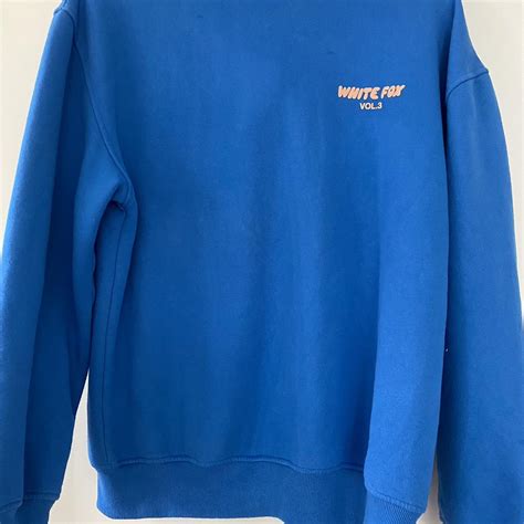 Blue Azure White Fox Offstage Oversized Hoodie Size Depop