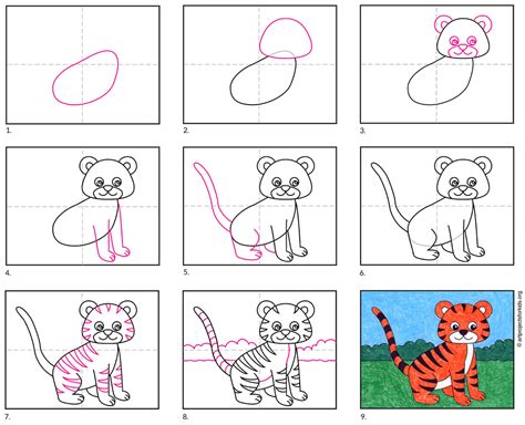 how to draw a tiger easy