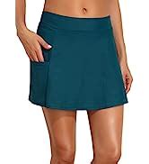 Amazon Hilor Women S Skirted Bikini Bottom High Waisted Swim Bottom Shirred Ruffle Swim