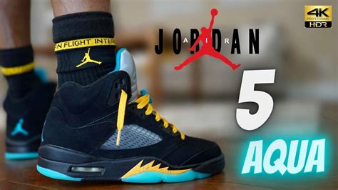 JORDAN 5 AQUA DETAILED REVIEW ON FEET W LACE SWAPS YouTube