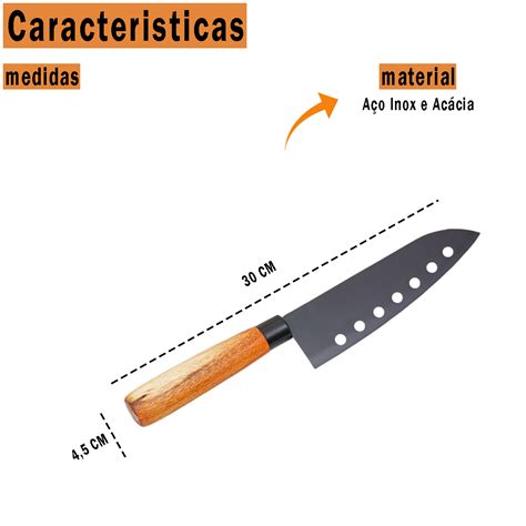 Faca Santoku Para Cortes Finos Carnes Aves Alimentos Inox E Ac Cia