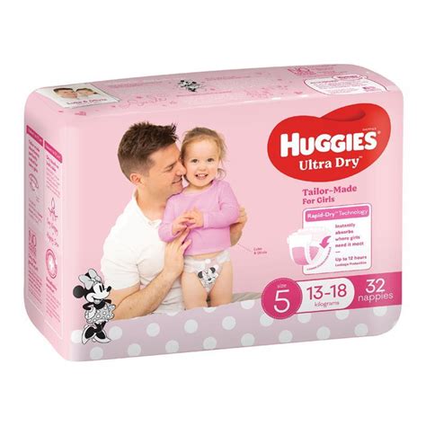 Huggies Ultra Dry Nappies Size 5 Girl 13-18kg Bulk 32 Pack – Baby bo