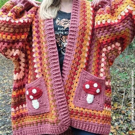 US NL Crochet Pattern Mushroom Hexa Cardi Without Hood By Annah Haakt