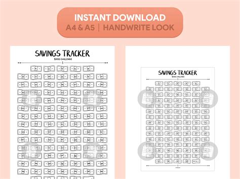 Printable 5050 Dollar Challenge A4 & A5 Savings Tracker Instant PDF ...