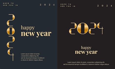 Premium Vector New Year 2024 Celebration Card Collection With Luxury