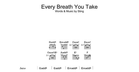 Every Breath You Take (Guitar Chords/Lyrics) - Print Sheet Music Now
