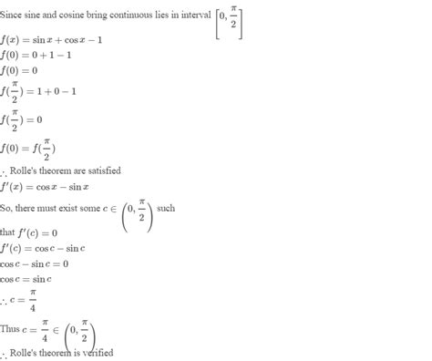 Verify Rolle S Theorem The F X Sin X Cos X X In Left