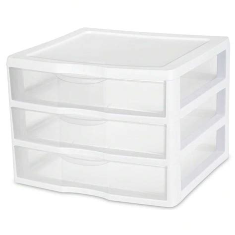 Sterilite Sterilite Clear Plastic Stackable Small 3 Drawer Storage