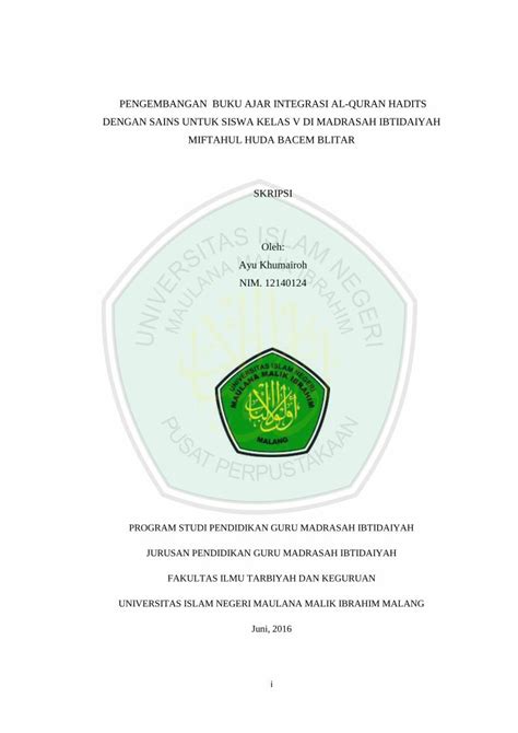 Pdf Pengembangan Buku Ajar Integrasi Al Quran Etheses Uin Malang Ac