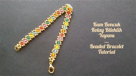 Kum boncuktan kolay bileklik yapımı Easy to make beaded bracelet only